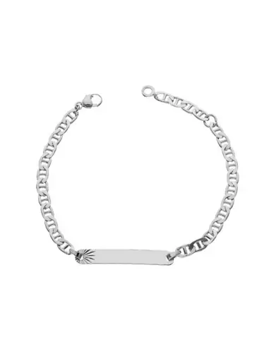 Gourmette B&eacute;b&eacute; Rectangle &Eacute;toil&eacute;e avec Cha&icirc;ne Marine en Or Personnalisable