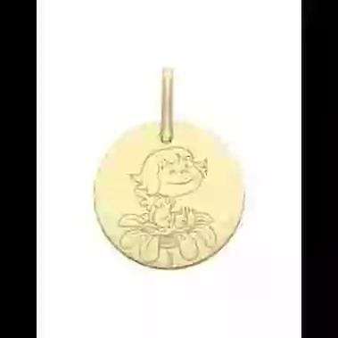 M&eacute;daille Petite Fille Fleur en Or - La F&eacute;e Galipette image cachée