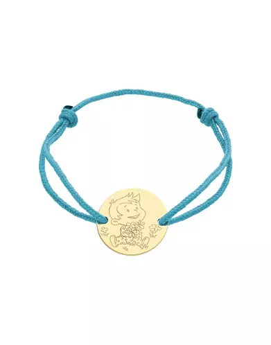 Bracelet Cordon Gar&ccedil;on Fleurs en Or - La F&eacute;e Galipette