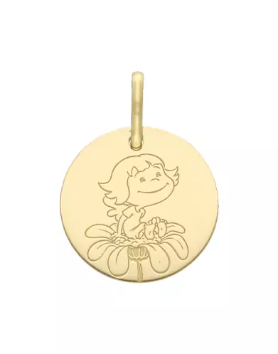 M&eacute;daille Petite Fille Fleur en Or - La F&eacute;e Galipette