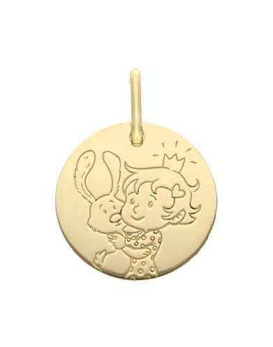 M&eacute;daille Petite Fille Lapin en Or - La F&eacute;e Galipette