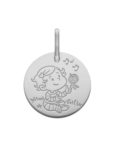M&eacute;daille Petite Fille Oiseau en Or - La F&eacute;e Galipette