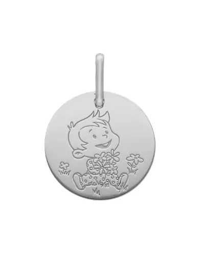 M&eacute;daille Petit Gar&ccedil;on Fleurs en Or - La F&eacute;e Galipette