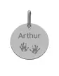 M&eacute;daille Ronde Or Empreintes Mains Personnalisable