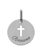 M&eacute;daille Ronde Or Croix Ajour&eacute;e Personnalisable