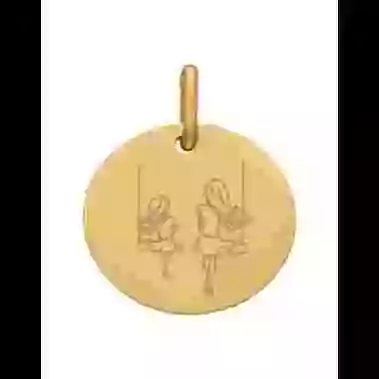 M&eacute;daille Ronde M Famille Balan&ccedil;oire en Or Personnalisable image cachée