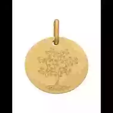 M&eacute;daille Ronde M Arbre de Vie Oiseaux en Or Personnalisable image cachée