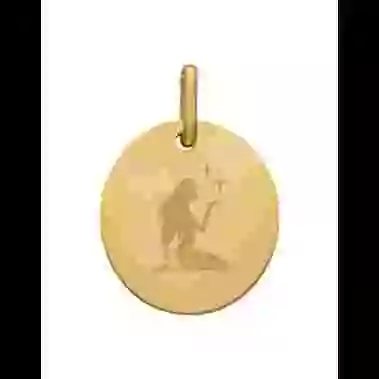 M&eacute;daille Ovale M Embl&egrave;me Zodiaque en Or &agrave; Personnaliser image cachée