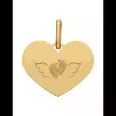 M&eacute;daille C&oelig;ur M Ange Petits Pieds en Or &agrave; Personnaliser image cachée