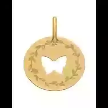 M&eacute;daille Papillon Ajour&eacute; M D&eacute;cor Laurier image cachée