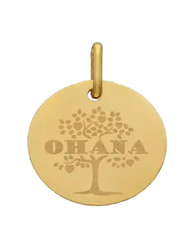 M&eacute;daille Ronde M Arbre de Vie Ohana en Or Personnalisable