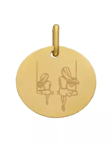M&eacute;daille Ronde M Famille Balan&ccedil;oire en Or Personnalisable