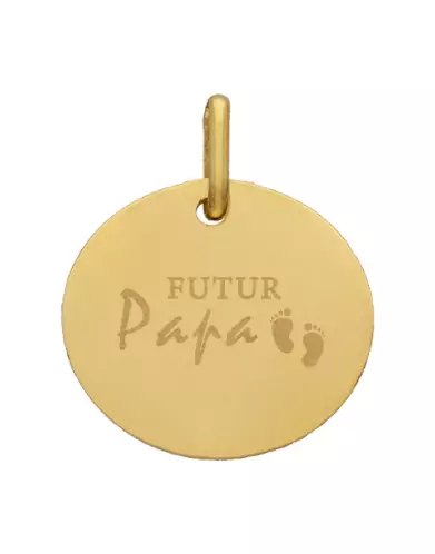 M&eacute;daille Ronde M Futur Papa en Or Personnalisable