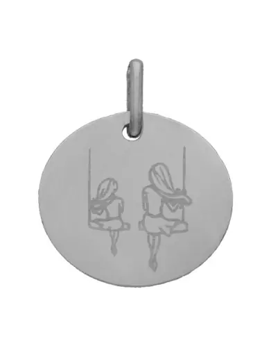 M&eacute;daille Ronde M Famille Balan&ccedil;oire en Or Personnalisable