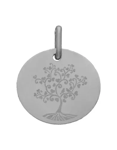 M&eacute;daille Ronde M Arbre de Vie Oiseaux en Or Personnalisable