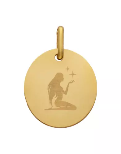 M&eacute;daille Ovale M Embl&egrave;me Zodiaque en Or &agrave; Personnaliser