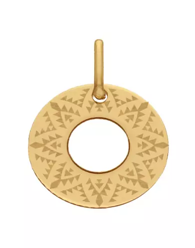 M&eacute;daille Ronde Ajour&eacute;e M Tribal en Or &agrave; Personnaliser
