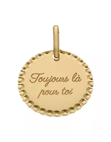 M&eacute;daille Or Ronde Perl&eacute;e &agrave; Graver