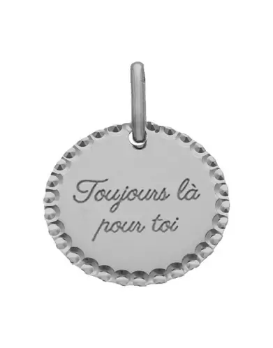 M&eacute;daille Or Ronde Perl&eacute;e &agrave; Graver