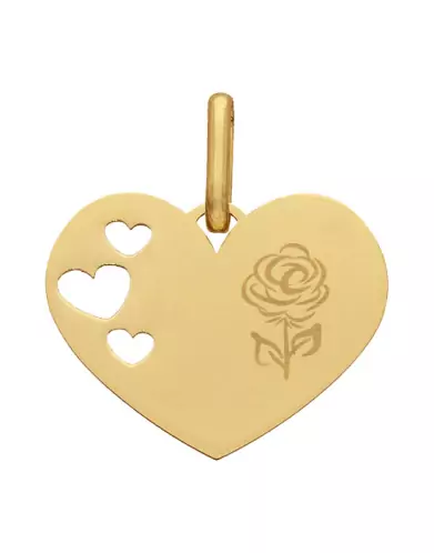 M&eacute;daille Coeur M Ajour&eacute;e Coeurs Fleur de Naissance