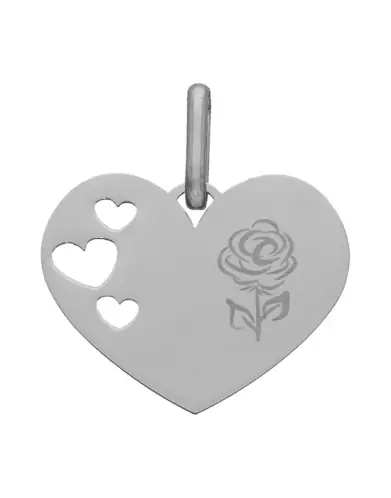M&eacute;daille Coeur M Ajour&eacute;e Coeurs Fleur de Naissance