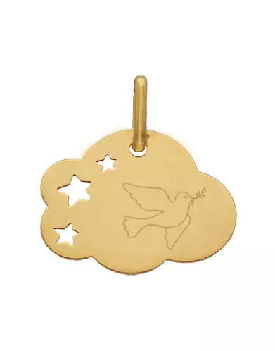 M&eacute;daille Nuage M Ajour&eacute;e &Eacute;toiles Colombe