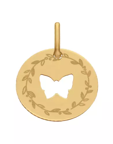 M&eacute;daille Papillon Ajour&eacute; M D&eacute;cor Laurier