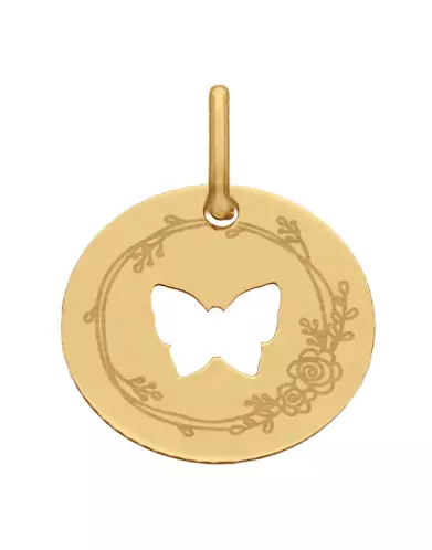 M&eacute;daille Papillon Ajour&eacute; M D&eacute;cor Fleur