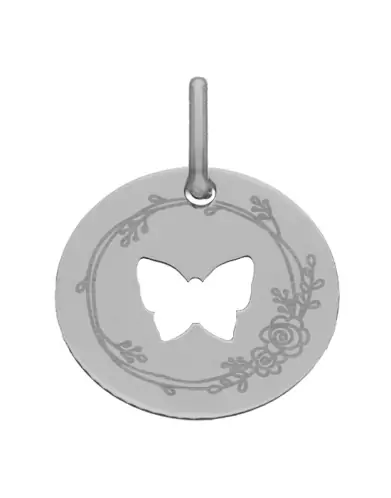 M&eacute;daille Papillon Ajour&eacute; M D&eacute;cor Fleur