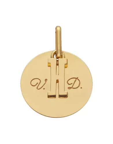 M&eacute;daille Ronde Or &agrave; Graver & Son Initiale
