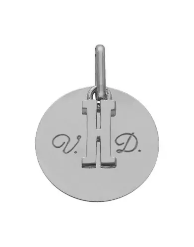 M&eacute;daille Ronde Or &agrave; Graver & Son Initiale
