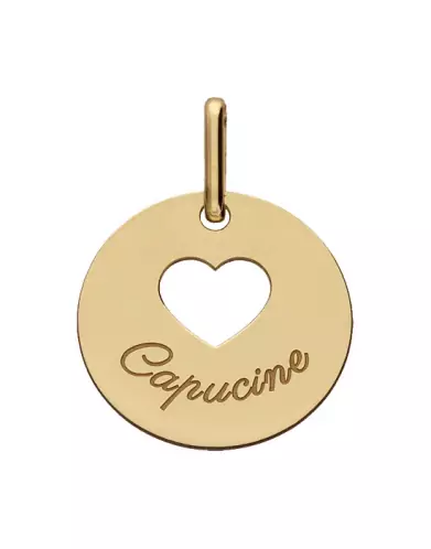 M&eacute;daille Ronde Or C&oelig;ur Ajour&eacute;e Personnalisable