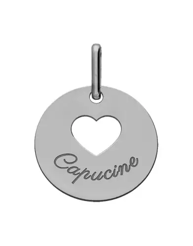 M&eacute;daille Ronde Or C&oelig;ur Ajour&eacute;e Personnalisable