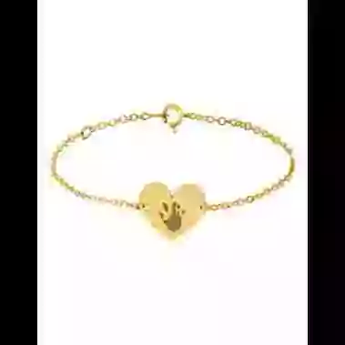 Bracelet C&oelig;ur en Or sur cha&icirc;ne &agrave; personnaliser avec une empreinte image cachée