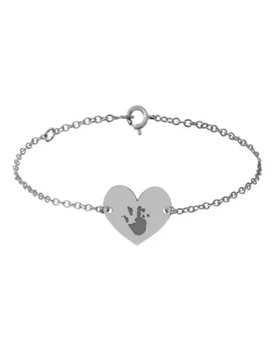 Bracelet C&oelig;ur en Or sur cha&icirc;ne &agrave; personnaliser avec une empreinte